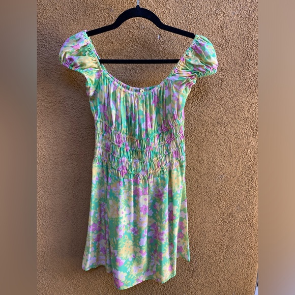 With Jean Marseille Floral Mini Dress - Green and Pink size M - Picture 5 of 9